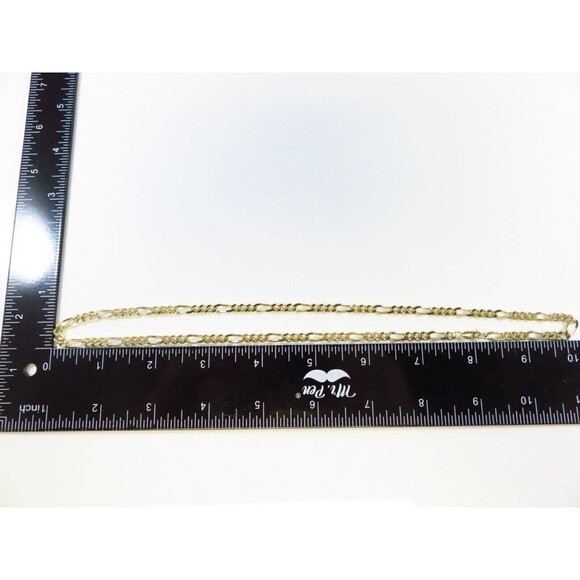Unisex 925 Gold Gilded Sterling Figaro Chain 20" Long w Lobster Clasp - Picture 10 of 10